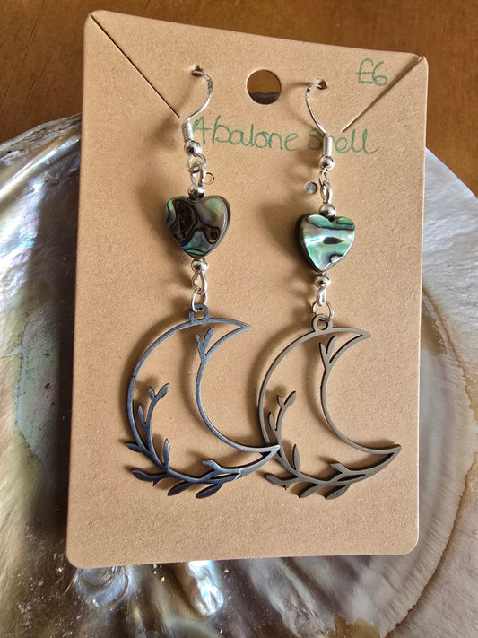 Abalone shell moon earrings 