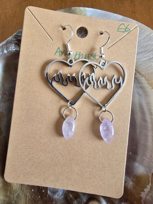 Amethyst heart earrings 