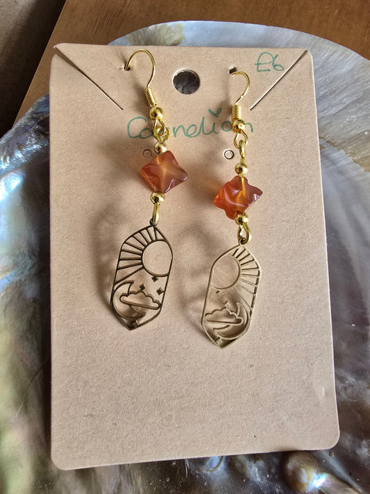 Carnelian moon and sun earrings 
