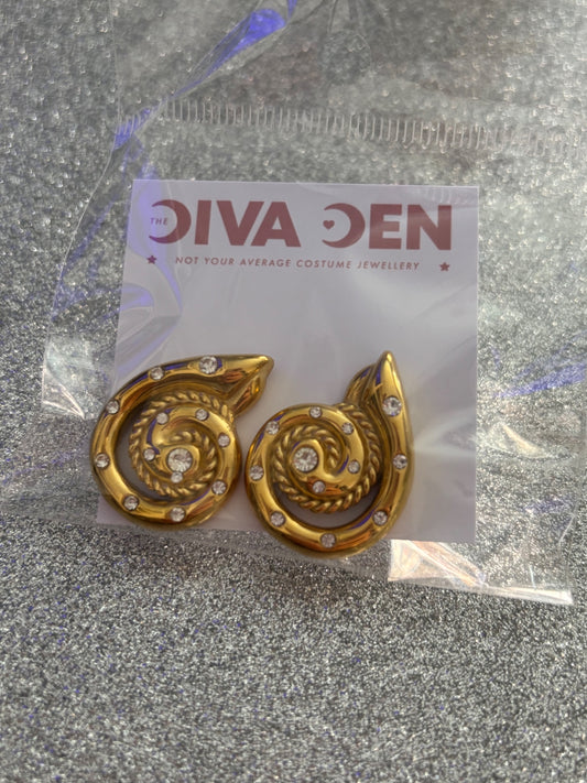Gold swirl earrings 