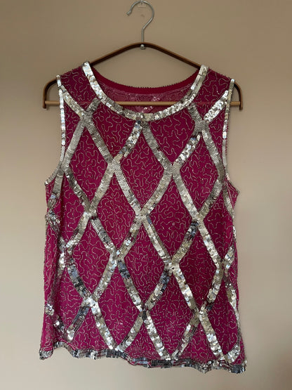 Vintage Beaded Pink Top