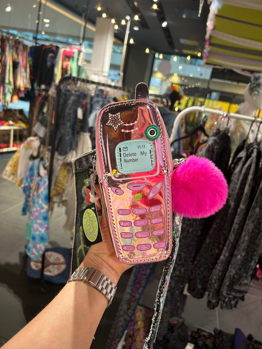 Reworked Nokia with Denim & Mirror Ball Strap Bag