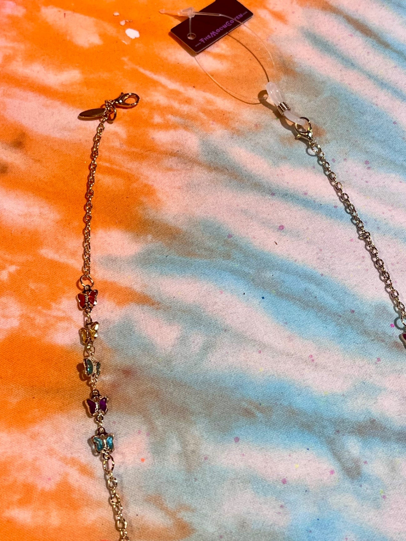 Gold Gem Butterfly Glasses Chain