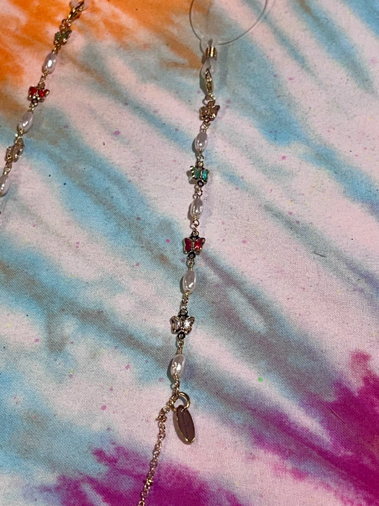 Gold Gem Butterfly Glasses Chain