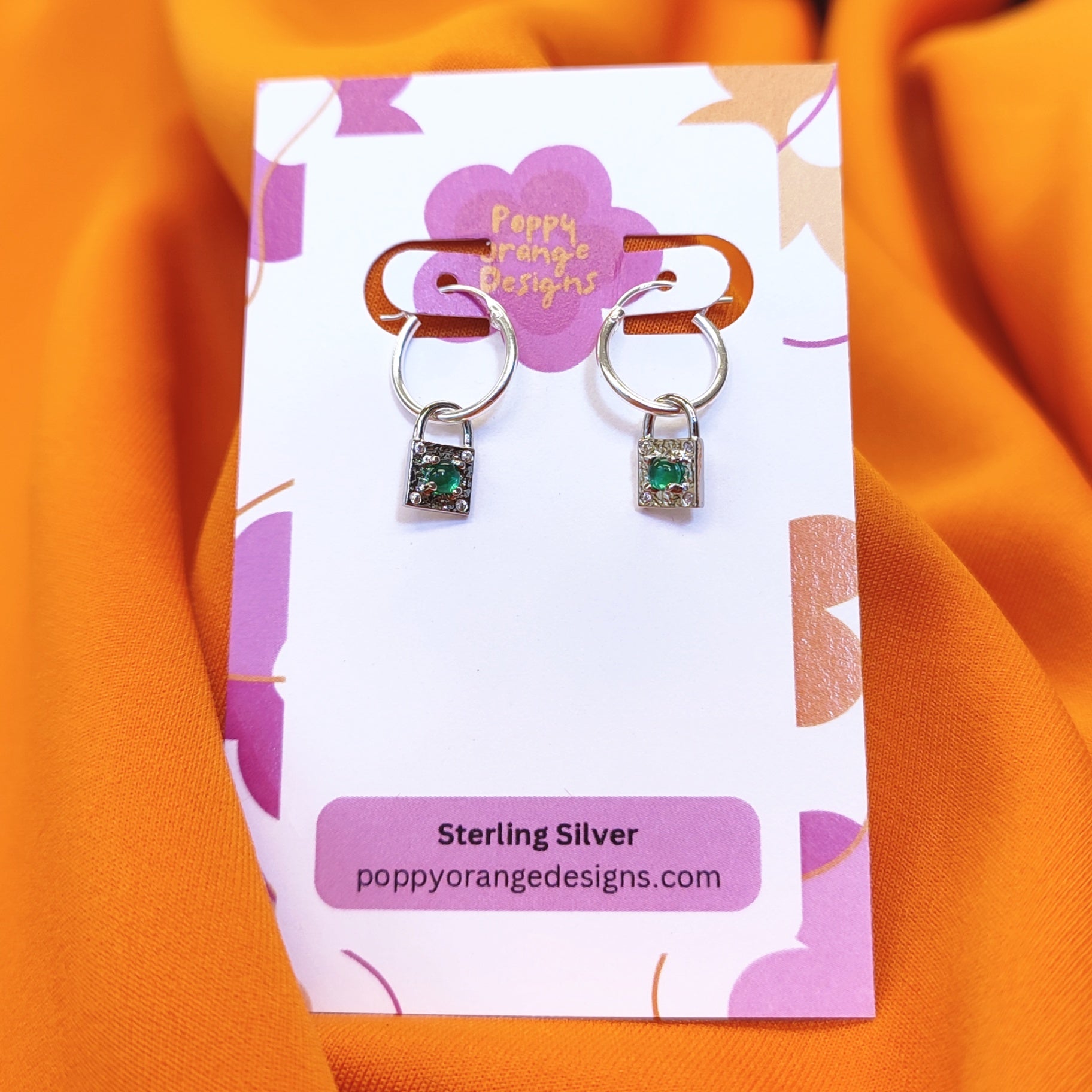 Silver Padlock Hoops