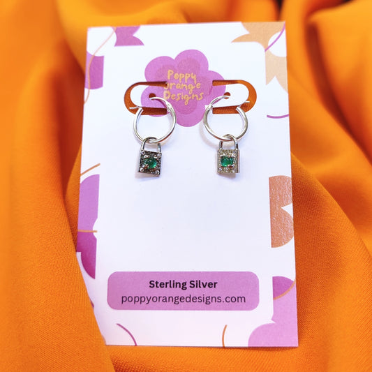 Silver Padlock Hoops