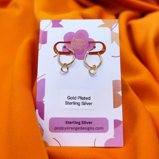 Gold Heart Charm Hoops