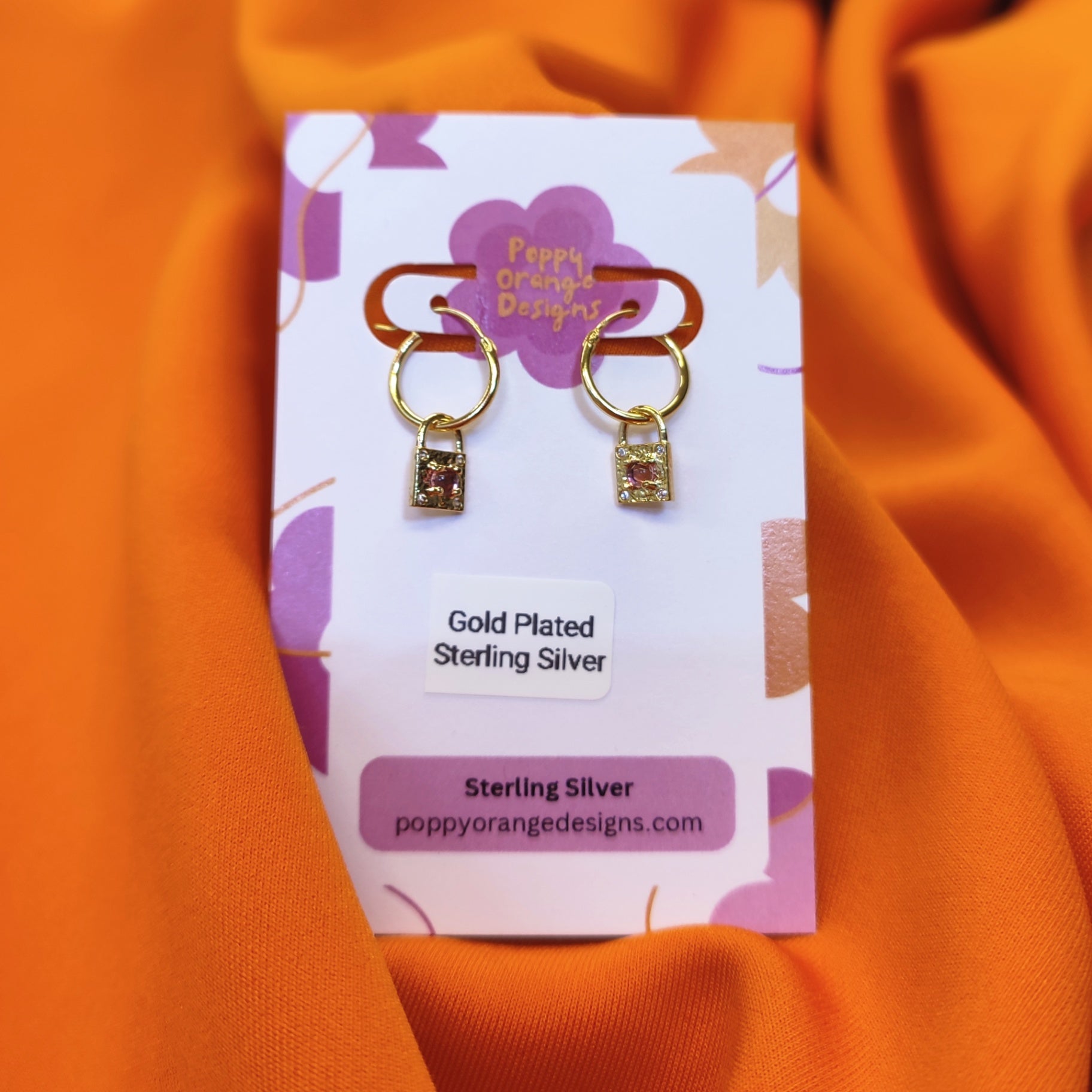 Gold Padlock Hoops
