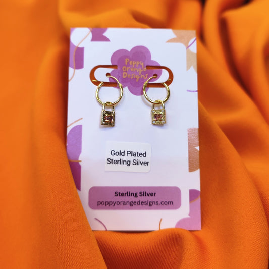 Gold Padlock Hoops