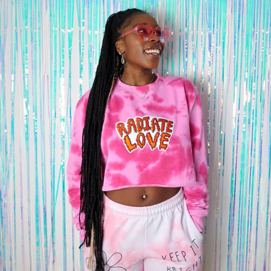 Radiate Love tie dye pink crop sweatshirt 