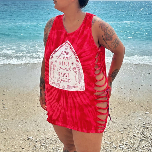 Kind Fierce Brave red side slash vest