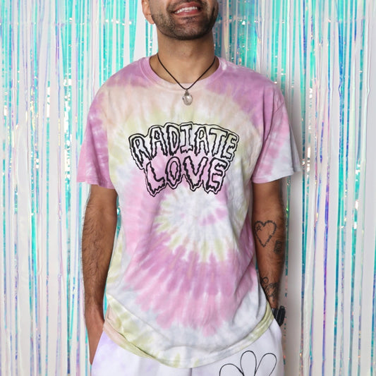 Radiate Love tie dye tshirt - pastel fade 