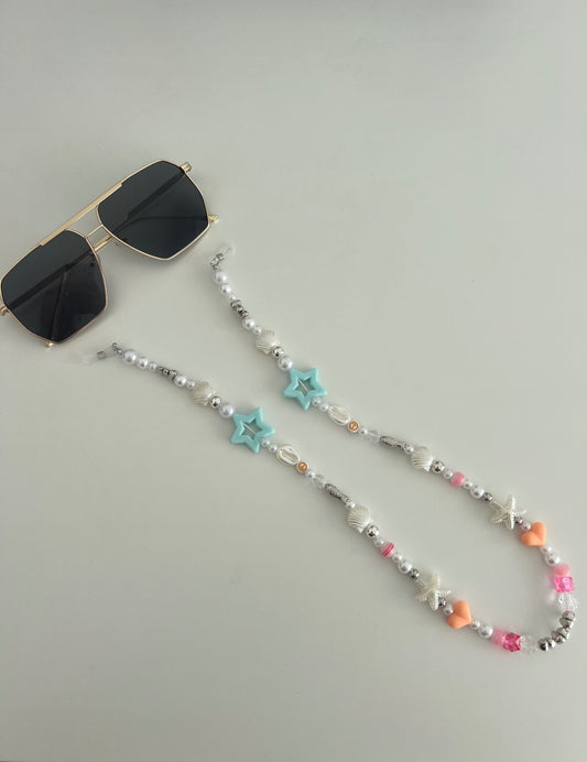 Bright pearl sunglasses strap - silver