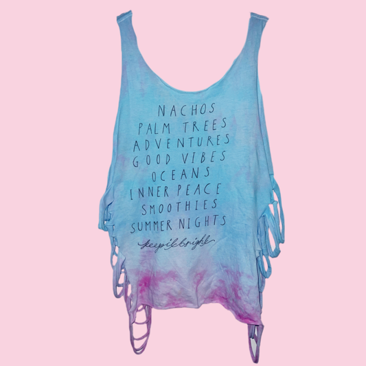 Summer Nights tie dye side slash top 