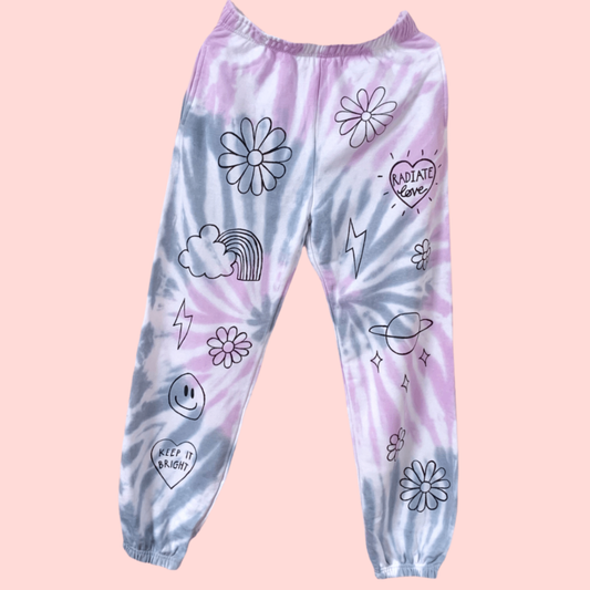 Hippie Heart joggers - hand-painted 