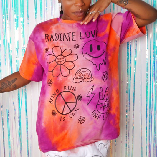 Hippie Heart tie dye t-shirt - sunset 