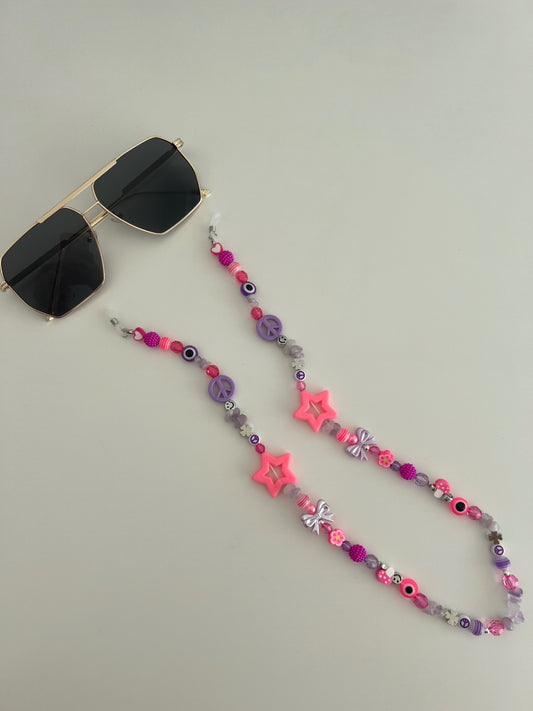 Shine bright sunglasses strap - pink and purple
