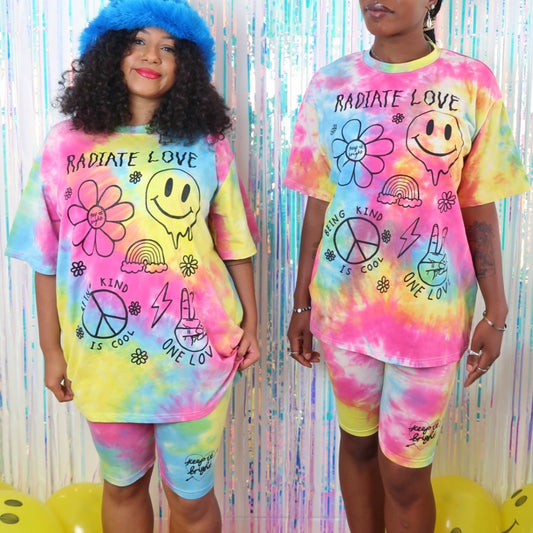 Hippie Heart tie dye tshirt - bright 
