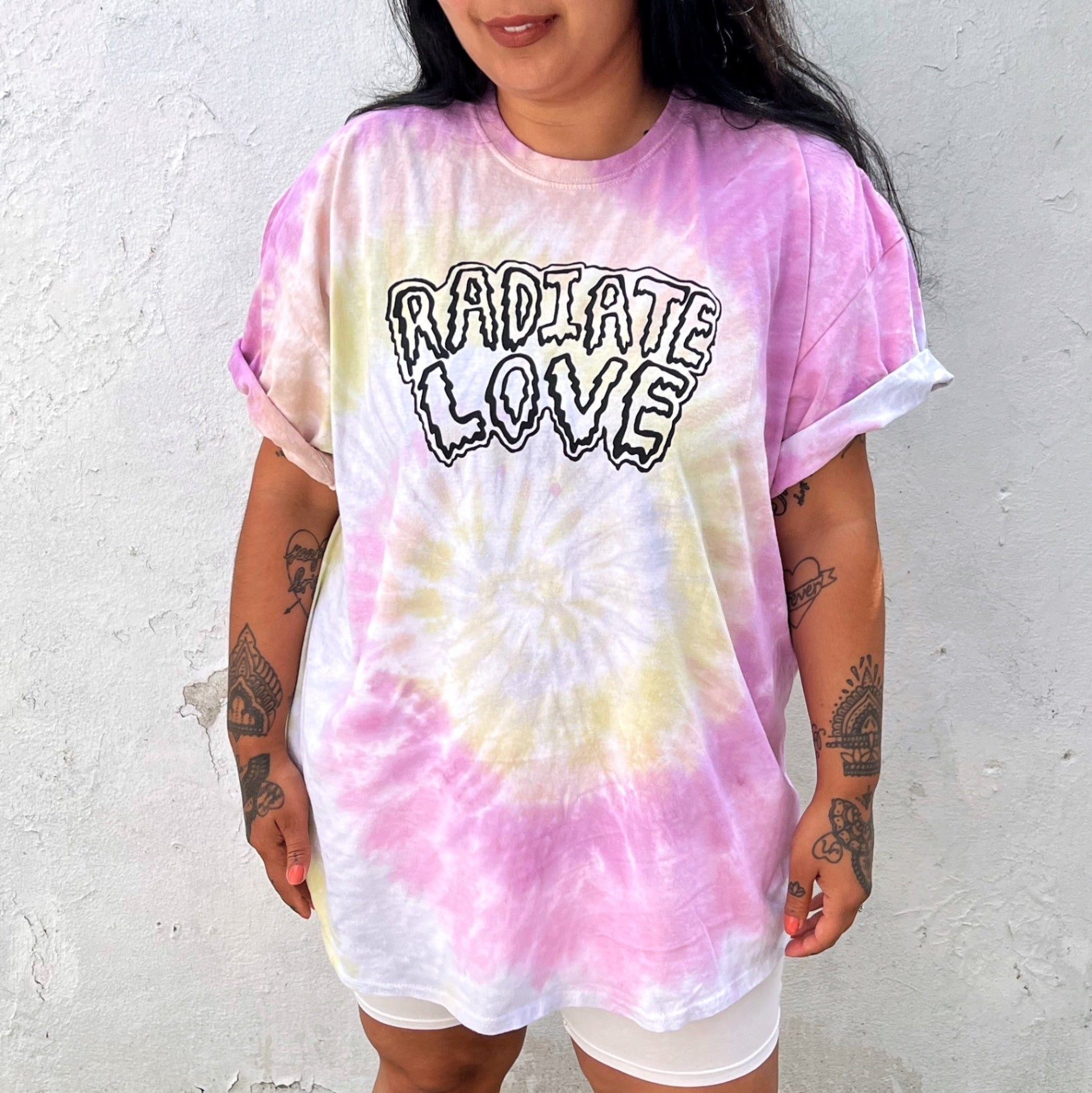 Radiate Love tie dye tshirt - pastel fade 