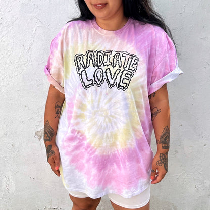 Radiate Love tie dye tshirt - pastel fade 