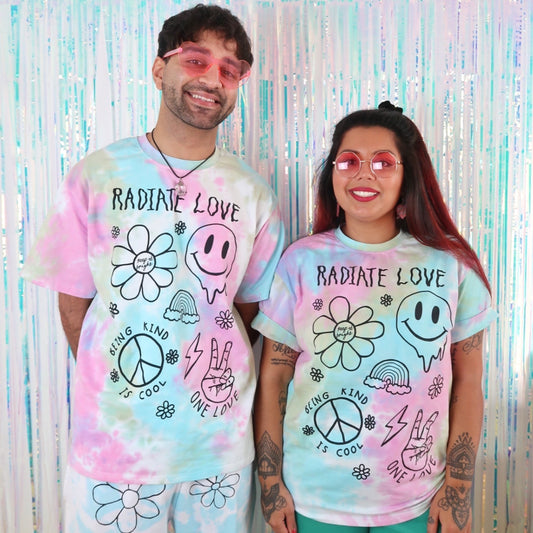 Hippie Heart tie dye tshirt - pastel 