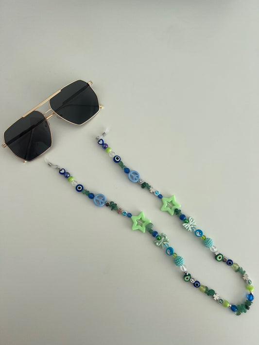 Shine bright sunglasses strap - green and blue
