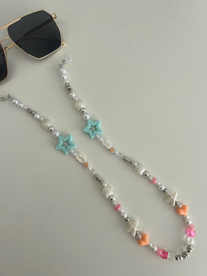 Bright pearl sunglasses strap - silver