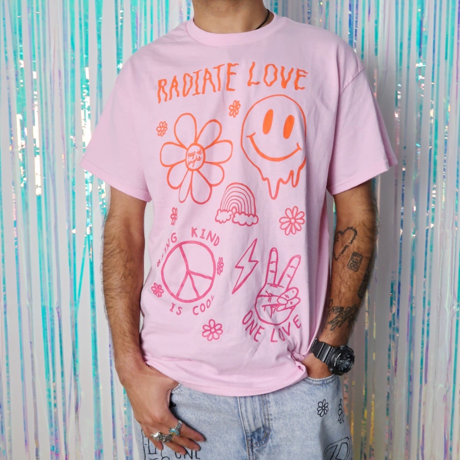 Hippie Heart tshirt - baby pink