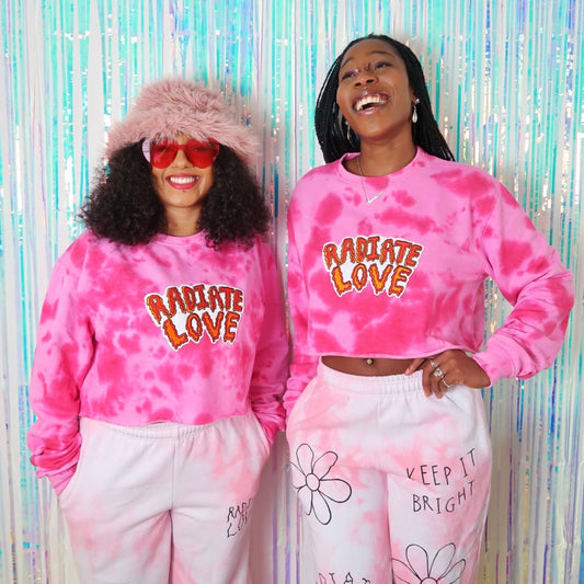 Radiate Love pink tie dye crop sweatshirt  