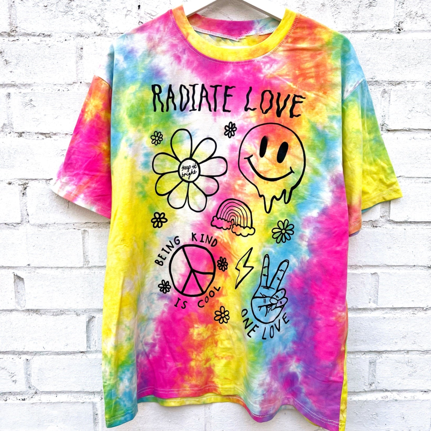 Hippie Heart tie dye t-shirt - bright 
