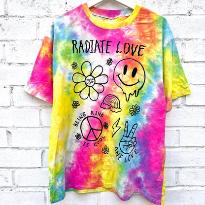 Hippie Heart tie dye t-shirt - bright 