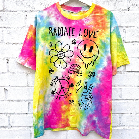 Hippie Heart tie dye t-shirt - bright 
