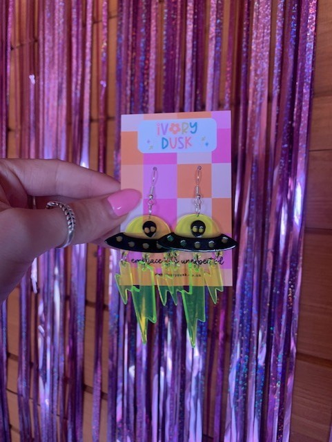 UFO dangle earrings