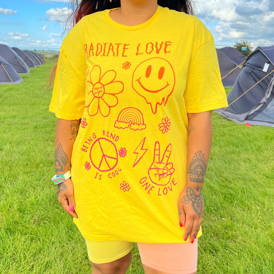 Hippie Heart tshirt - yellow 