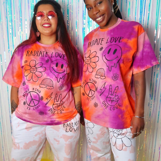 Hippie Heart tie dye t-shirt - sunset 