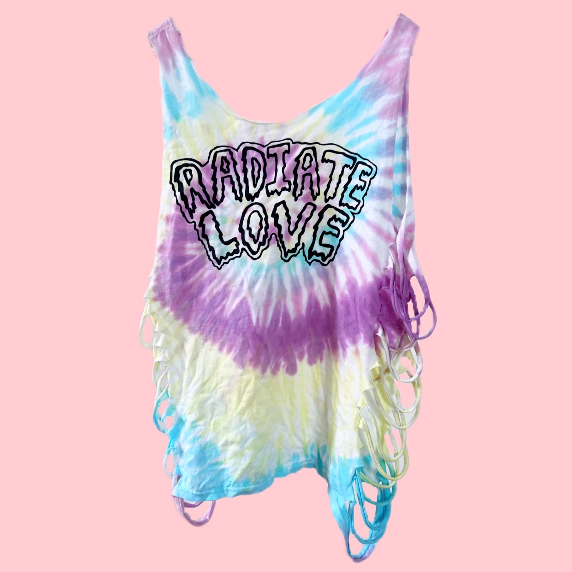 Radiate Love tie dye side slash vest top - surf