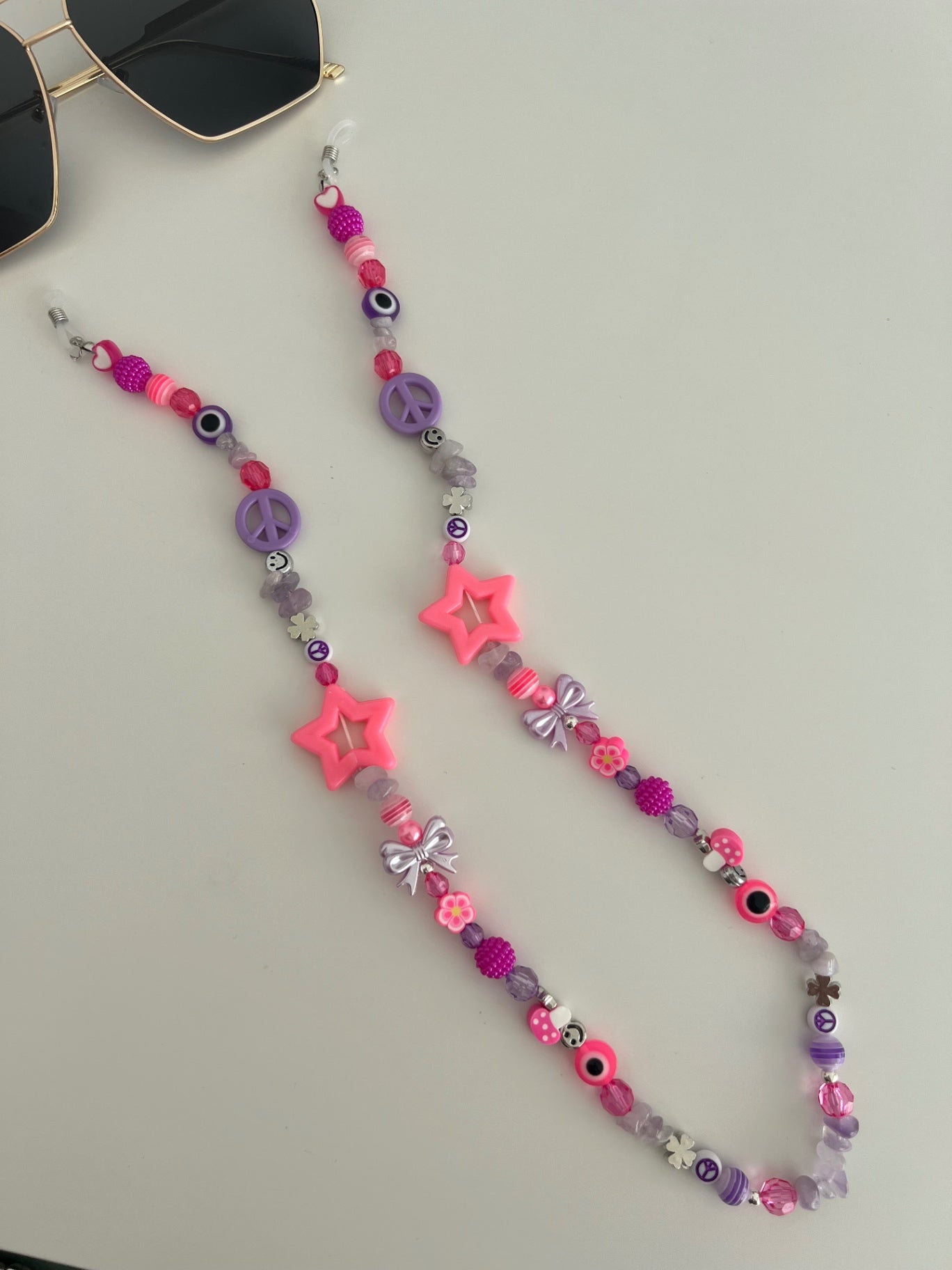 Shine bright sunglasses strap - pink and purple