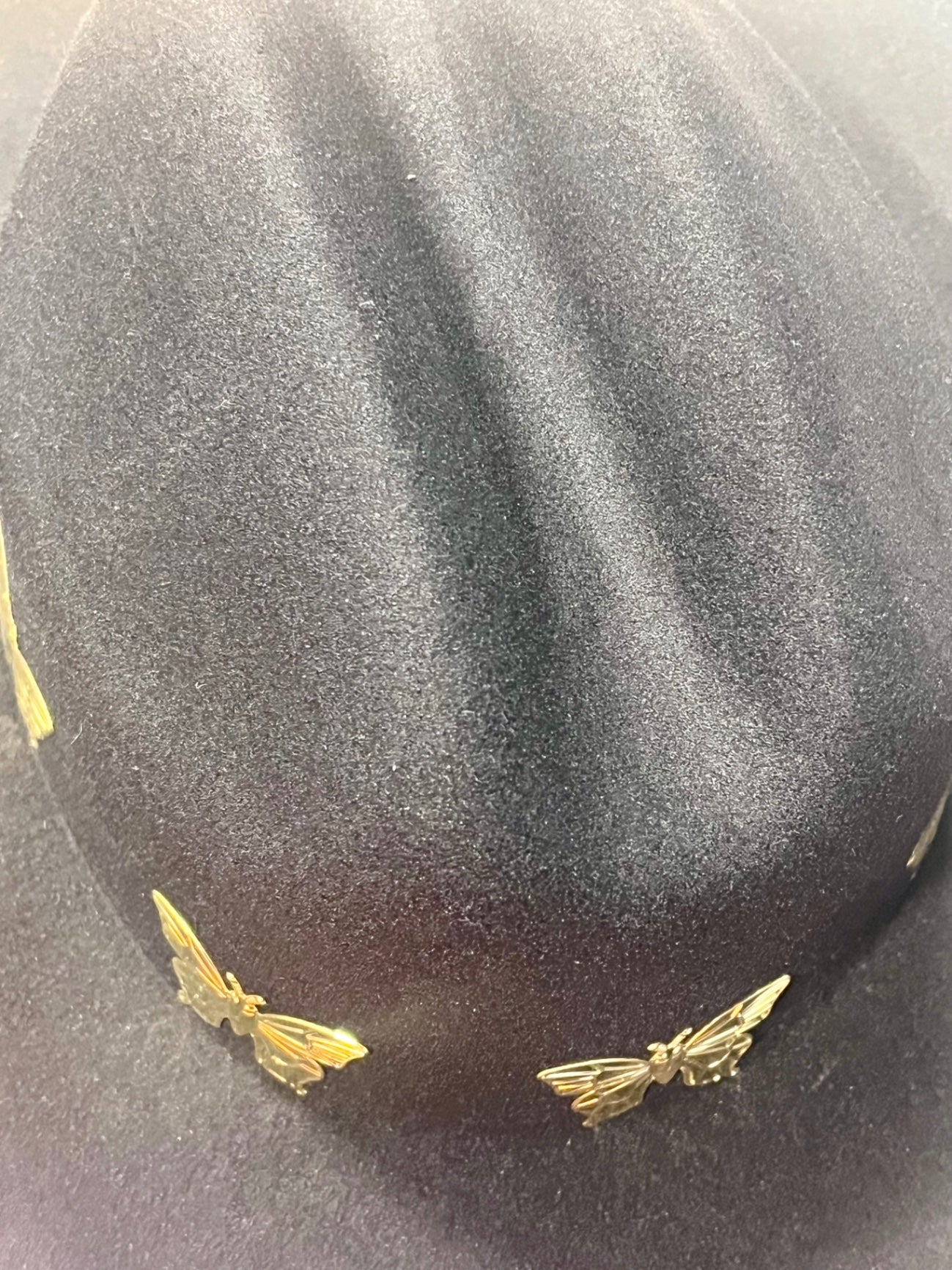 Black Gold Butterfly Cowboy Adjustable Hat 