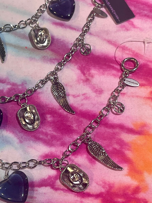 Silver T-Bar Cowboy Charm Bracelet