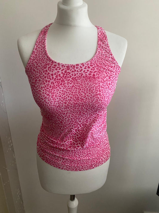 Pink leopard print tank top