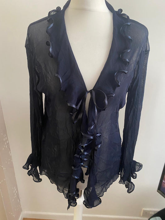 Navy blue chiffon top