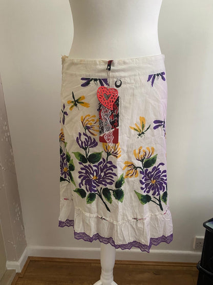 White skirt with flowers on 