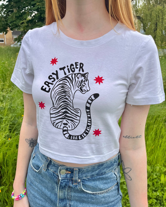 Easy Tiger White Baby Tee - XS / 8