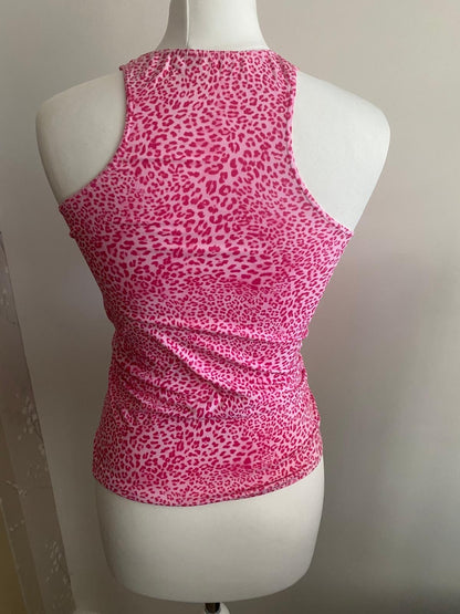 Pink leopard print tank top