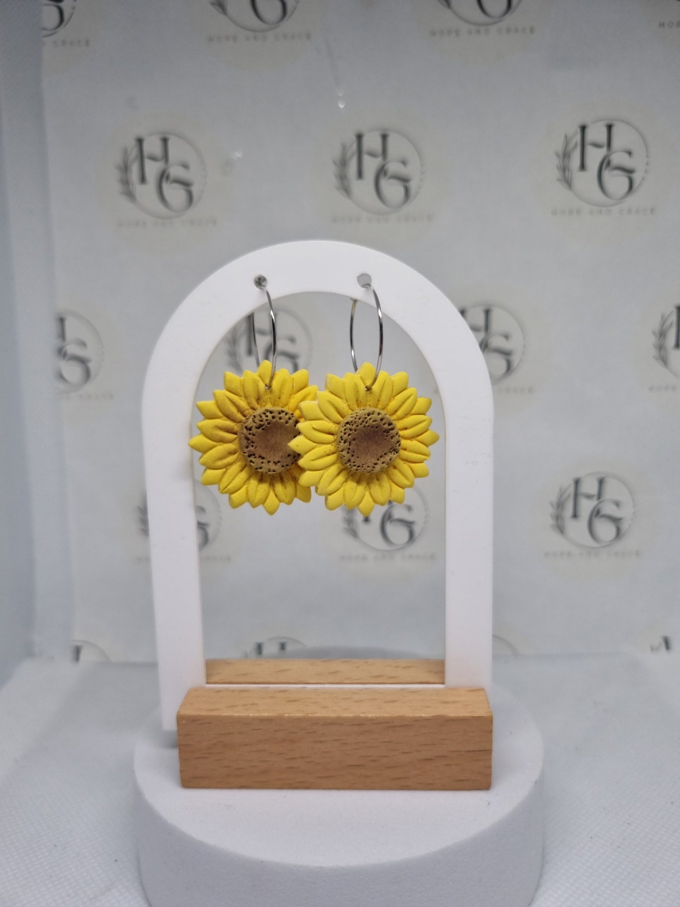 Bright sunflower hooped earrings