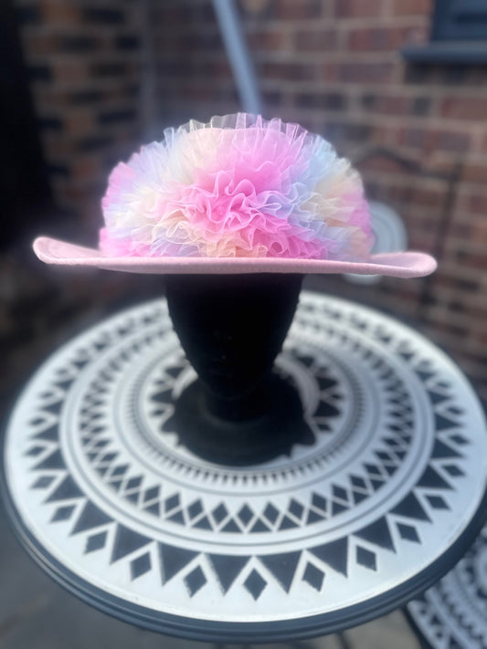 Pink tulle fedora 