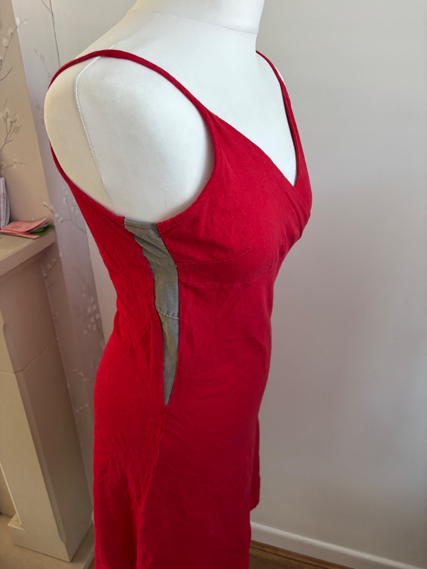Red dress with spaghetti straps