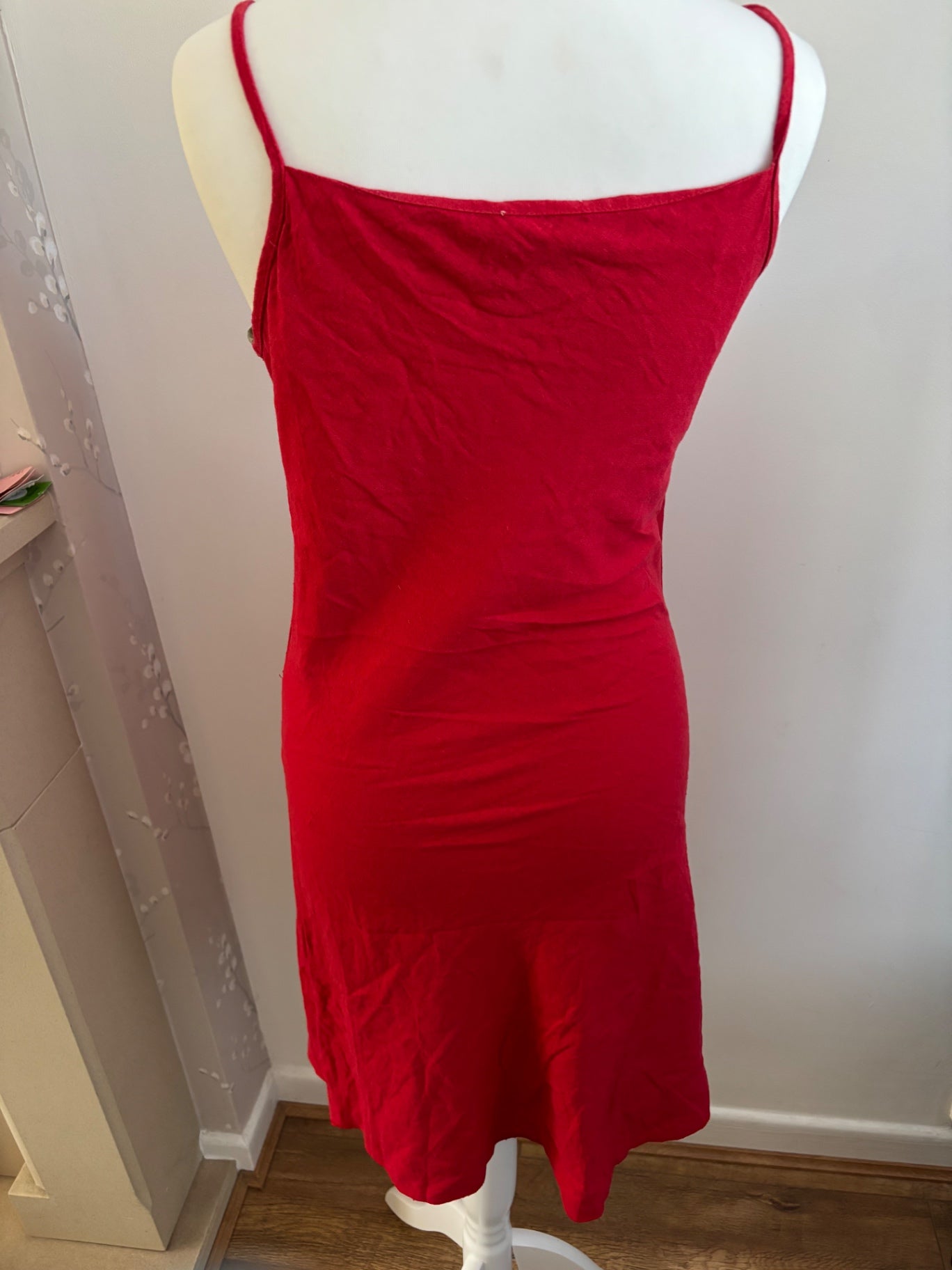 Red dress with spaghetti straps