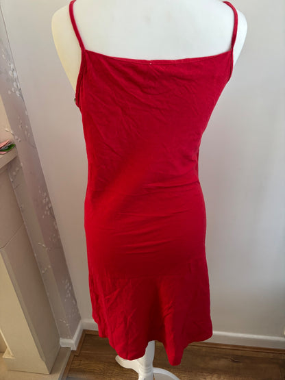 Red dress with spaghetti straps