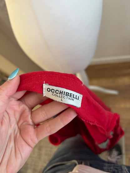 Red dress with spaghetti straps